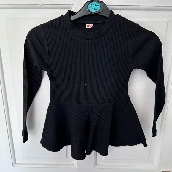 BLACK skater Tunic Dress Ribbed Long Sleeves Size 120cm 6 years - Picture 2 of 8